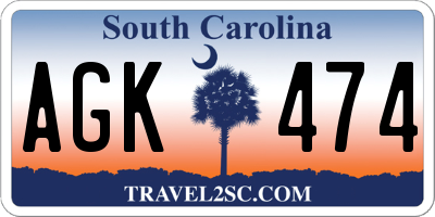 SC license plate AGK474