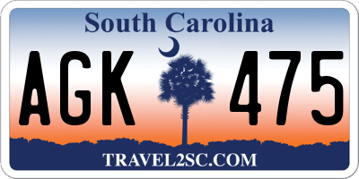SC license plate AGK475