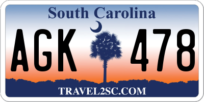 SC license plate AGK478