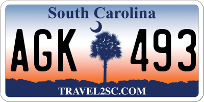 SC license plate AGK493