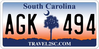 SC license plate AGK494