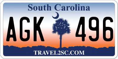 SC license plate AGK496