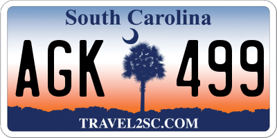 SC license plate AGK499