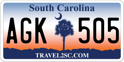 SC license plate AGK505