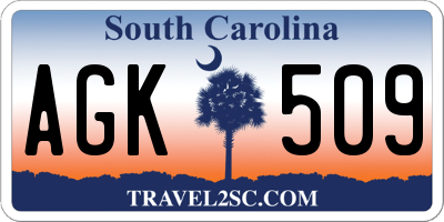 SC license plate AGK509