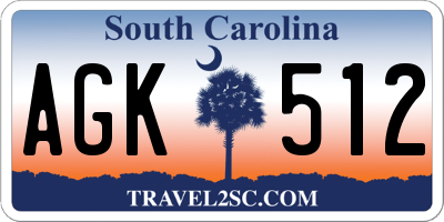 SC license plate AGK512