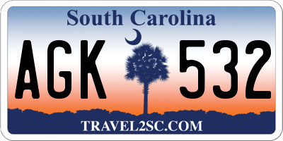 SC license plate AGK532