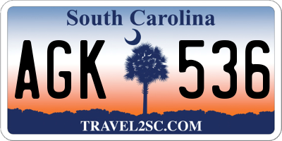SC license plate AGK536