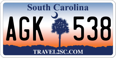 SC license plate AGK538