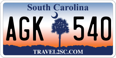 SC license plate AGK540