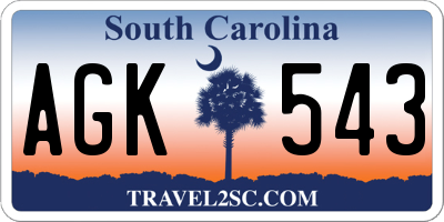 SC license plate AGK543