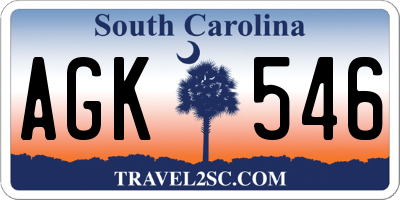 SC license plate AGK546