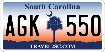 SC license plate AGK550