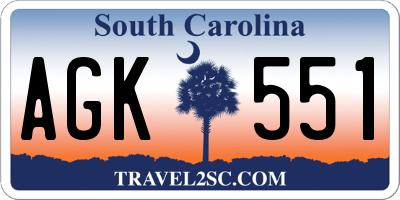 SC license plate AGK551
