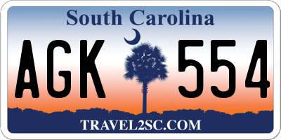SC license plate AGK554