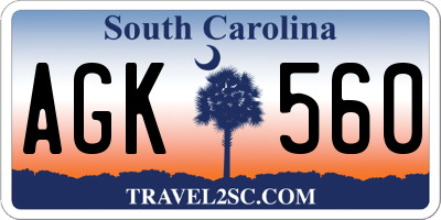 SC license plate AGK560