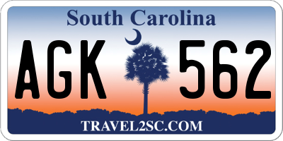 SC license plate AGK562