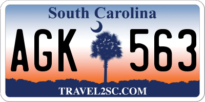 SC license plate AGK563