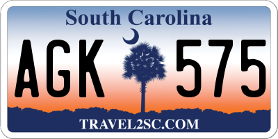 SC license plate AGK575