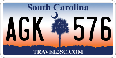 SC license plate AGK576