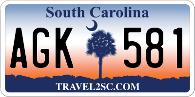 SC license plate AGK581
