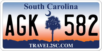 SC license plate AGK582