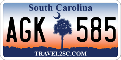 SC license plate AGK585