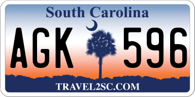 SC license plate AGK596