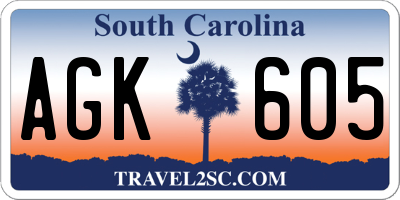 SC license plate AGK605