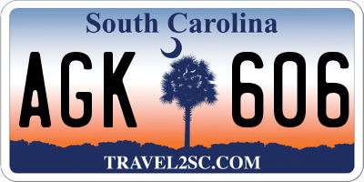 SC license plate AGK606