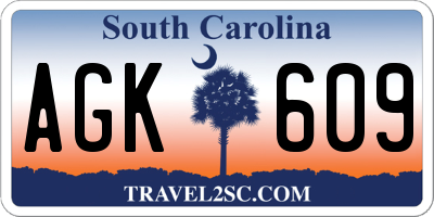 SC license plate AGK609
