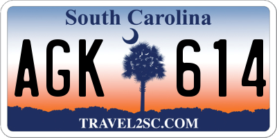 SC license plate AGK614