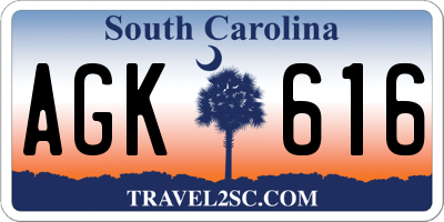 SC license plate AGK616