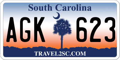 SC license plate AGK623