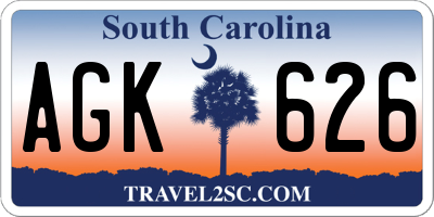 SC license plate AGK626