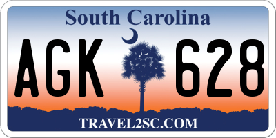 SC license plate AGK628