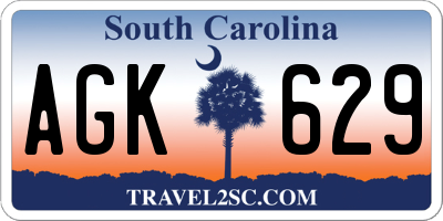 SC license plate AGK629
