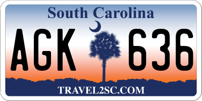 SC license plate AGK636