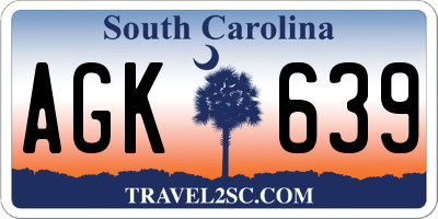 SC license plate AGK639