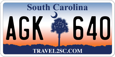 SC license plate AGK640