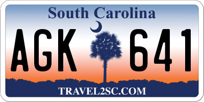 SC license plate AGK641