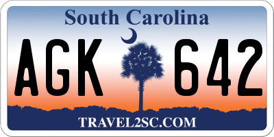 SC license plate AGK642