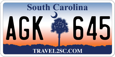 SC license plate AGK645