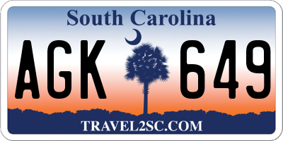 SC license plate AGK649