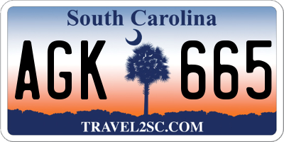 SC license plate AGK665
