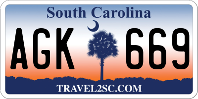 SC license plate AGK669
