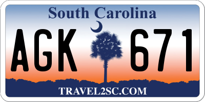 SC license plate AGK671