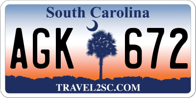 SC license plate AGK672