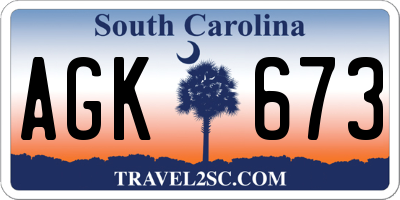 SC license plate AGK673