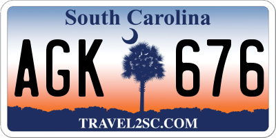 SC license plate AGK676